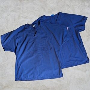 Set Of 2 Men's Cherokee Workwear Scrub Tops Navy Blue Size M